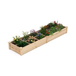 Costway  Υπερυψωμένο κρεβάτι κήπου από ξύλο με 2 φυτευτικά κουτιά κ...