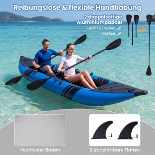 Costway Φουσκωτό καγιάκ σετ με αλουμινένια κουπιά και επενδεδυμένο ...