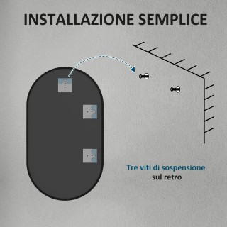 HOMCOM Οβάλ Καθρέφτης Μπάνιου 60x90cm με Μαύρο Αλουμινένιο Πλαίσιο ...