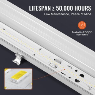 VEVOR 4x4FT LED Ανθεκτικό Φωτιστικό 60W 7400LM 5000K  FZQD4FT4JT60T...
