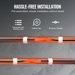 VEVOR  Καλώδιο Θέρμανσης Σωλήνων 4m 23W/m με Ενσωματωμένο Θερμοστάτ...