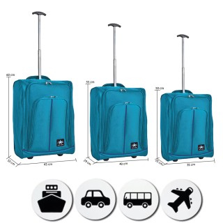 ENRICO COVERI Σετ 3 Μαλακές Βαλίτσες Τρόλεϊ για Ταξίδι Μπλε Χειραπο... ENRICO COVERI Σετ 3 Μαλακές Βαλίτσες Τρόλεϊ για Ταξίδι Μπλε Χειραπο...