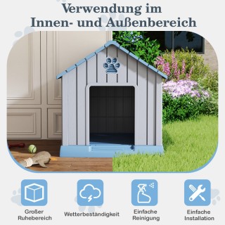 Costway Αδιάβροχο και Μονωμένο Πλαστικό Σπιτάκι Σκύλου για Μικρούς ...