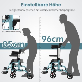 Costway 2-in-1 Περπατούρα και Καροτσάκι 103 x 63 x 85-96 cm σε Μπλε...