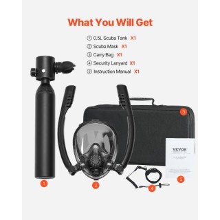 VEVOR Σετ Κατάδυσης 0.5L με Μάσκα Snorkel QSYQP05L1GYQ5YQU4V0