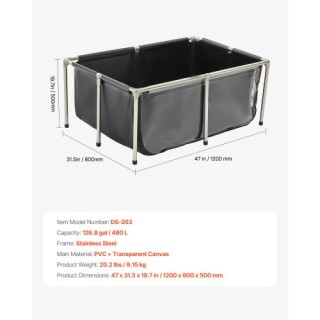 VEVOR Δεξαμενή Ψαριών Πάνω από το Έδαφος με Παράθυρο Παρατήρησης 12... VEVOR Δεξαμενή Ψαριών Πάνω από το Έδαφος με Παράθυρο Παρατήρησης 12...