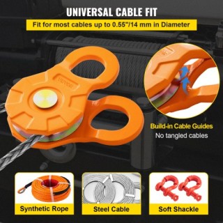 VEVOR Σφιγκτήρας 11T/25,000 LBS, Βαρέως Τύπου Τροχαλία για 0.55/14 ...