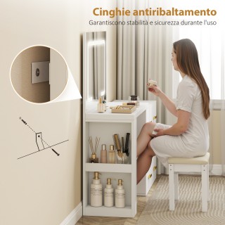 Τουαλέτα με Καθρέπτη και Ρυθμιζόμενα Φώτα LED, 6 Συρτάρια, 2 Ράφια ...