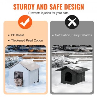 VEVOR  Θερμαινόμενο Σπίτι Γάτας Πτυσσόμενο με Θερμαινόμενο Μαξιλάρι...