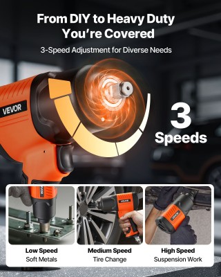 VEVOR Αερόκλειδο 1/2 με Ανάστροφη Ροπή έως 1490N.m, Συμπαγείς Διαστ...