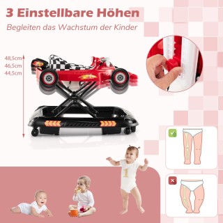 Costway  Περπατούρα Μωρού 4 σε 1 με Ρυθμιζόμενο Ύψος & Αποσπώμενο Τ...