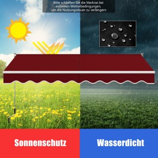 Costway Κόκκινη Τέντα με Βραχίονα 3x2,5μ - UV & Αδιάβροχη OP70368WN Costway Κόκκινη Τέντα με Βραχίονα 3x2,5μ - UV & Αδιάβροχη OP70368WN