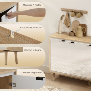 HOMCOM Μοντέρνα Κρεντέντζα με 3 Πόρτες και Ρυθμιζόμενο Ράφι, 107x35... HOMCOM Μοντέρνα Κρεντέντζα με 3 Πόρτες και Ρυθμιζόμενο Ράφι, 107x35...