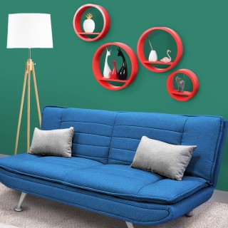 BAKAJI Τετράδα Μοντέρνων Στρογγυλών Επιτοίχιων Ραφιών MDF σε Κόκκιν... BAKAJI Τετράδα Μοντέρνων Στρογγυλών Επιτοίχιων Ραφιών MDF σε Κόκκιν...