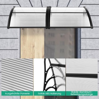 Costway Στέγαστρο Εισόδου Αλουμινίου και Πολυκαρβονικού σε Γκρι Χρώ...