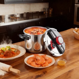 VEVOR Ανοξείδωτη Χύτρα Ταχύτητας 7L με Αποσπώμενο Καλώδιο και Γυάλι...