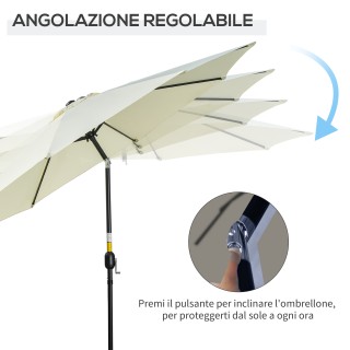Outsunny  Κήπος Ομπρέλα Κεκλιμένη με 8 Ακτίνες και Μανιβέλα, από Μέ...