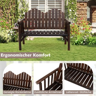 Costway Διθέσιος Κήπου Καναπές Ξύλινος με Κεκλιμένη Πλάτη Καφές NP1...