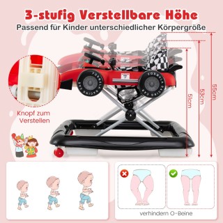 Costway Πολυλειτουργικός Παιδικός Περιπατητής Αυτοκινητάκι Κόκκινο ...