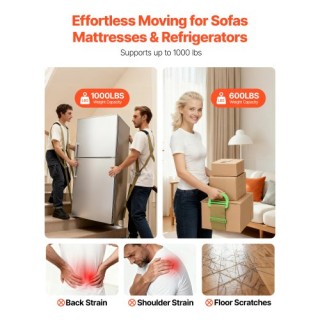 VEVOR Σύστημα Μεταφοράς 2 Ατόμων με Ρυθμιζόμενους Ιμάντες για Έπιπλ...