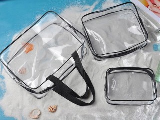 Verk Group Σετ Διάφανες Καλλυντικές Τσάντες 3 σε 1 για Ταξίδια Αερο...