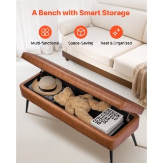 VEVOR Πολυθρόνα Αποθήκευσης με PU Δέρμα & Μεταλλικά Πόδια Καφέ PZWS...