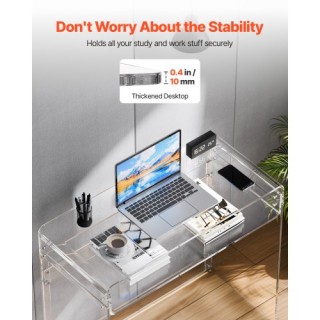 VEVOR Διαφανές Ακρυλικό Τραπέζι Δύο Επιπέδων με Ράφι Αποθήκευσης 40...