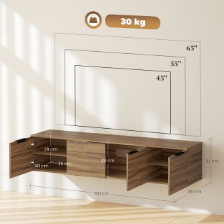 HOMCOM Κινητή Τηλεοπτική Βάση έως 65 με 3 Βιομηχανικού Στυλ Ντουλάπ...