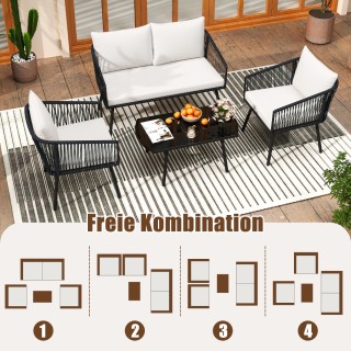 Costway  Σετ Μπαλκονιού Rattan με Μαξιλάρια – Άνετα Έπιπλα Κήπου γι...