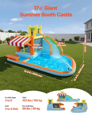 VEVOR Φουσκωτό Κάστρο Παιχνιδιού με Νεροτσουλήθρα και Πισίνα για Πα...