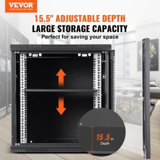 VEVOR 9U Επιτοίχιο Δικτυακό Ντουλάπι, 15.5 Βάθος, 200 lbs Φορτίο, μ...