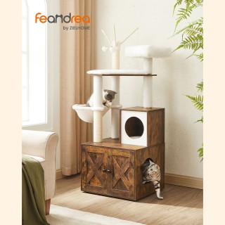 Δέντρο Γάτας - Ονυχοδρόμιο 2 σε 1 με Ενσωματωμένο Ξύλινο Ντουλάπι γ...