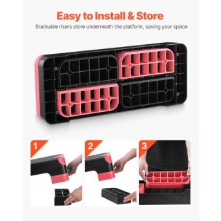 VEVOR Ρυθμιζόμενη Πλατφόρμα Αερόβιας Άσκησης με 4 Ανυψωτές Κόκκινη ...