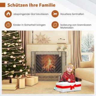 Μεταλλικό Προστατευτικό Τζακιού με 3 Πάνελ 133 x 78 cm  Χρώματος  Χ...