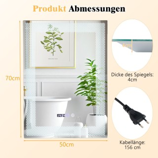 Costway Φωτιζόμενος Καθρέφτης Μπάνιου με Αντιθαμβωτική Λειτουργία ... Costway Φωτιζόμενος Καθρέφτης Μπάνιου με Αντιθαμβωτική Λειτουργία ...