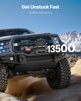 VEVOR Ηλεκτρικός Γερανός 12V για 6100 kg, με Συνθετικό Σχοινί και Α...