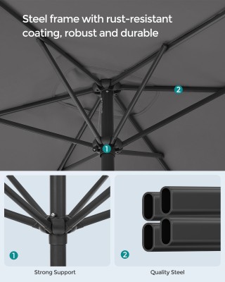 SONGMICS Ορθογώνια Ομπρέλα Περβόλου UPF 50+ με Διπλή Κλίση,, Γκρι, ...