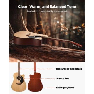 VEVOR Κιθάρα Ακουστική 41 Cutaway για Αρχάριους με Θήκη Μεταφοράς Q... VEVOR Κιθάρα Ακουστική 41 Cutaway για Αρχάριους με Θήκη Μεταφοράς Q...
