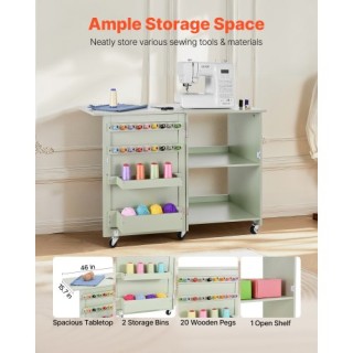 VEVOR Πτυσσόμενο Τραπέζι Ραπτικής Πολυλειτουργικό με Μηχανή Ραψίματ...