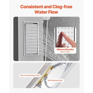 VEVOR Σύστημα Ντους Αλουμινίου με Ακροφύσια Μασάζ, Χρώματος Ασημί F...