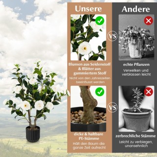 Costway  Τεχνητό Δέντρο Καμέλιας 95 εκ. με Ζωντανά Άνθη και Φύλλα σ...