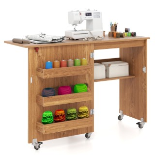 Costway  Πτυσσόμενο Τραπέζι Ραπτικής και Χειροτεχνίας με Κρυφές Απο...