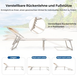 Costway  Πτυσσόμενη Ξαπλώστρα Παραλίας με Ανοίγματα Προσώπου και Χε...