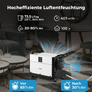 Costway Αφυγραντήρας 3 Λειτουργιών με 24ωρο Χρονοδιακόπτη, Βιομηχαν...