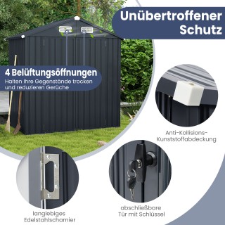 Costway  Μεταλλικό Σπιτάκι Εξωτερικού Χώρου: Σκοτεινό Γκρι, 193 x 1...