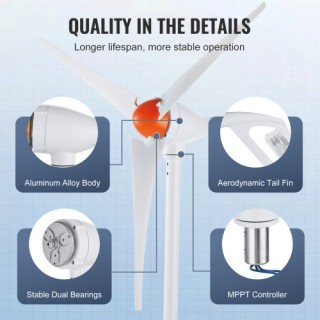 Σετ Ανεμογεννήτριας VEVOR 500W 12V με 3 Πτερύγια & MPPT Ελεγκτή FS... Σετ Ανεμογεννήτριας VEVOR 500W 12V με 3 Πτερύγια & MPPT Ελεγκτή FS...