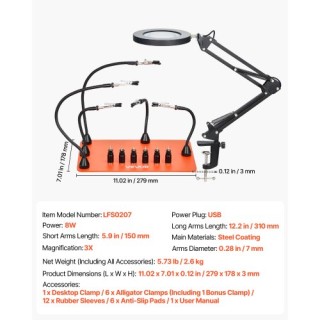 VEVOR Σταθμός Συγκόλλησης με 3Χ Μεγεθυντικό Φακό και 5 Βραχίονες FZ...