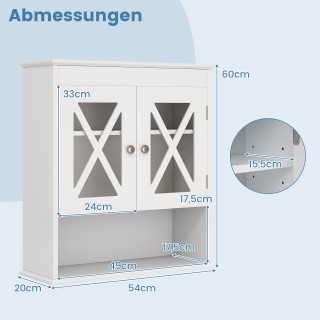Costway Κρεμαστό Ξύλινο Ντουλάπι Μπάνιου με Ρυθμιζόμενο Ράφι BA8175WH