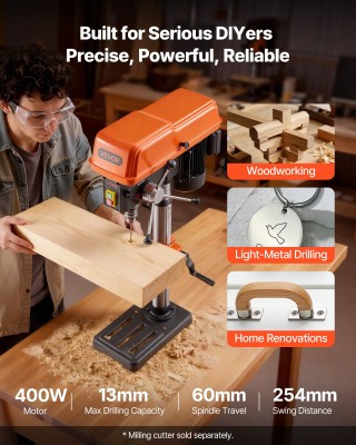 VEVOR 254 mm Επιτραπέζια Δράπανα, 400W, Ρυθμιζόμενη Ταχύτητα 440-26...