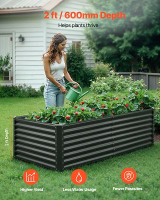 VEVOR Ψηλή Μεταλλική Γλάστρα Κήπου 1,8x0,9x0,6μ με Ανοιχτή Βάση για...